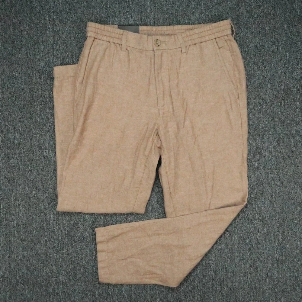 Banana Republic Pants Mens 31x30 Beige Linen Blend Mason Athletic Tapered Fit